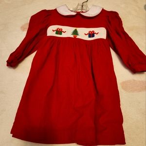 Smocked Christmas Long Sleeve Dress - 2T